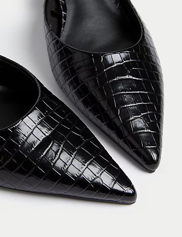 Croc Kitten Heel Mules