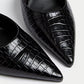 Croc Kitten Heel Mules